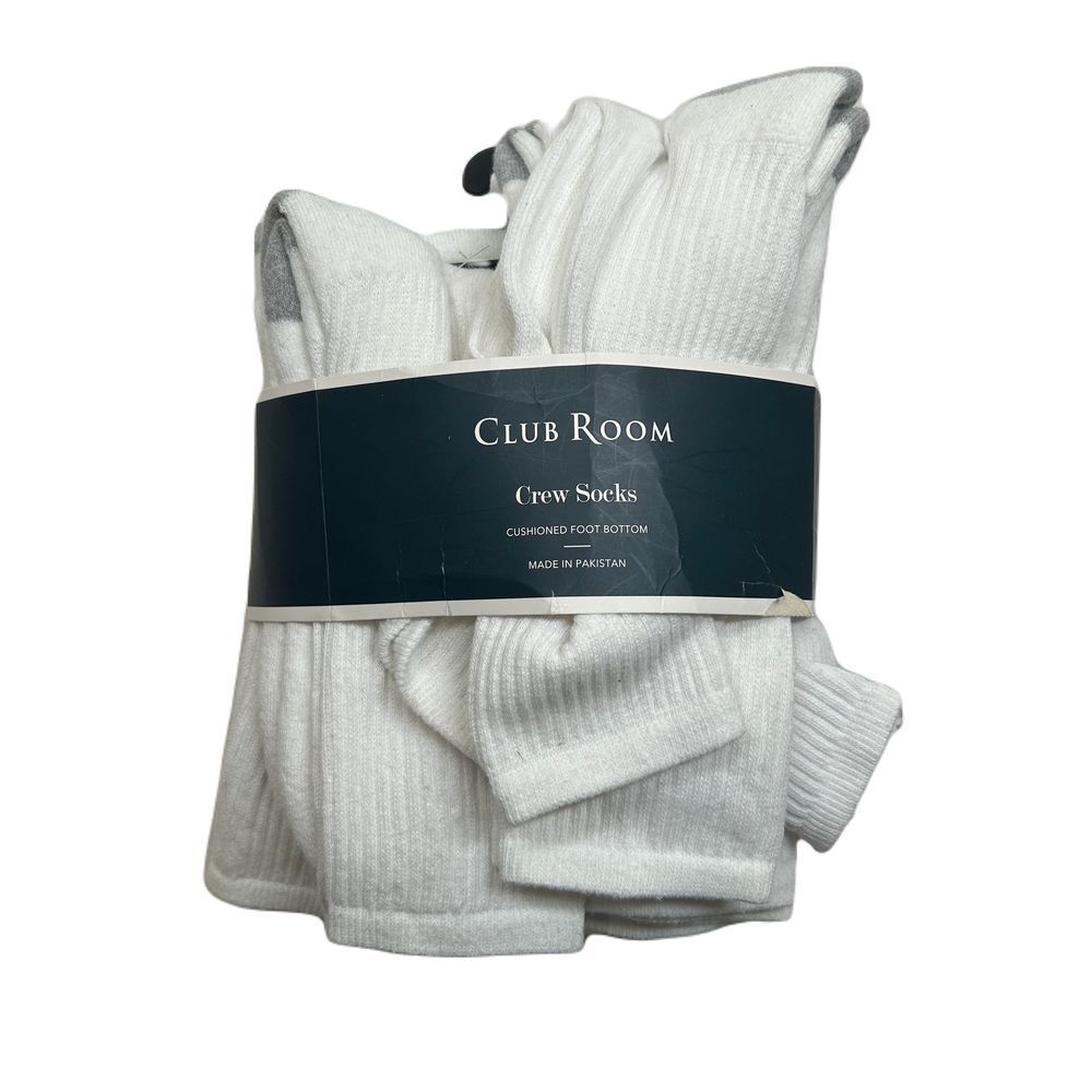 Club Room White Crew Socks 6 Pack Mens 10-13 Cushioned Athletic Cotton $40